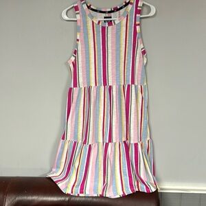 Gap Multicolor Striped Sleeveless Tiered Dress, Cotton Blend  Size M NWOT
